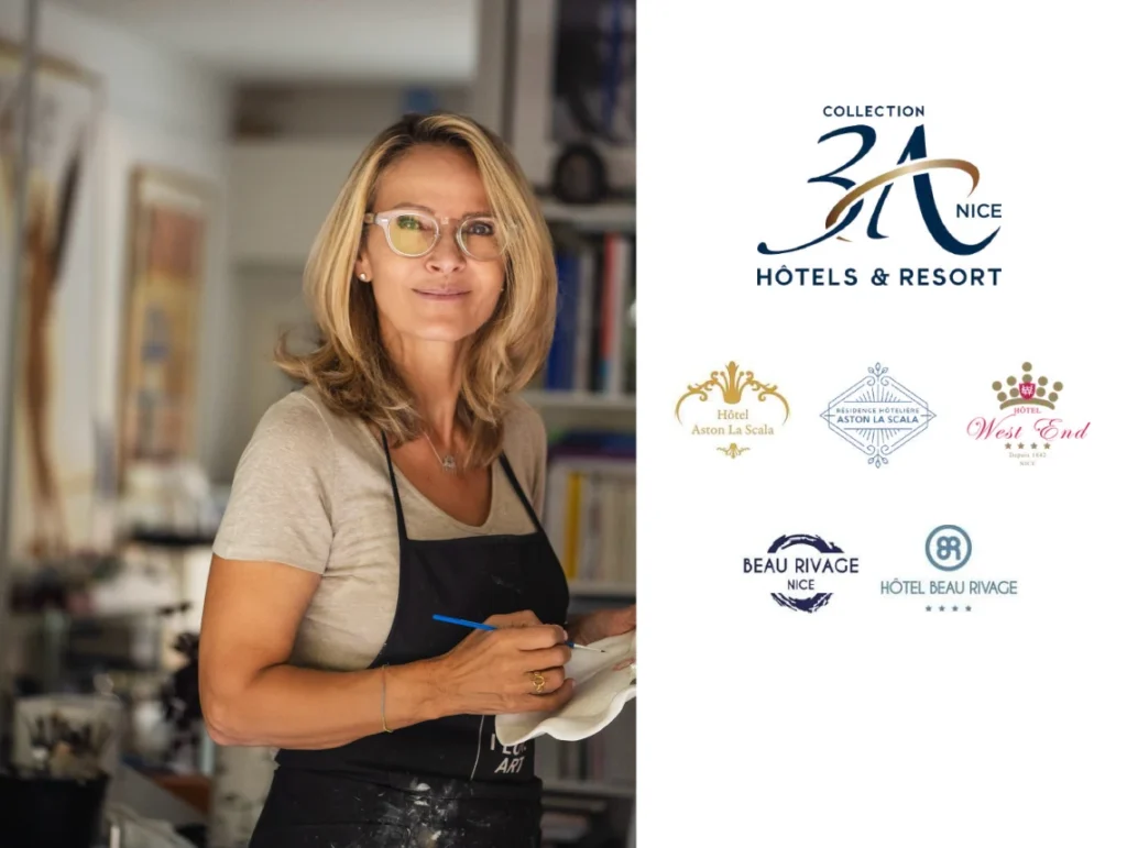 artiste Sabine “SAB” Geraudie et sa “Chaise de SAB” à Nice sur la promenade des Anglais