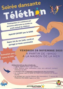 Vendredi 28 novembre 2025 : Soirée dansante au profit du Téléthon