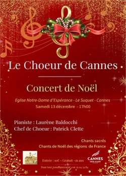 Samedi 13 décembre 2025 : Concert de Noël du Chœur de Cannes
