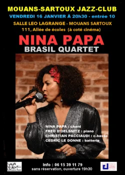 Vendredi 16 janvier 2026 : Soirée Jazz Club Nina Papa Brasil Quartet