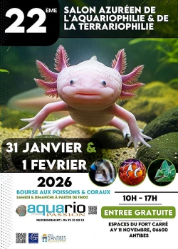 Les 31 janvier et 1er février 2026 : 22e Salon Azuréen de l'aquariophilie et de la terrariophilie