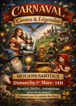 Dimanche 1er mars 2026 : Carnaval « Contes et légendes ».