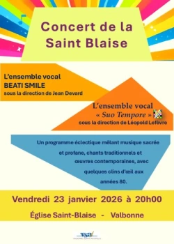 Vendredi 23 janvier 2026 : Concert de la Saint-Blaise