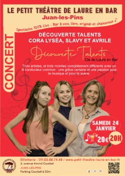 Samedi 24 Janvier 2026 : Découverte talents - Cora Lyséa, Slavy et Avrile