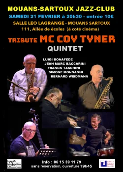 Samedi 21 février 2026 : Jazz club "Tribute Mc Coy Tyner"