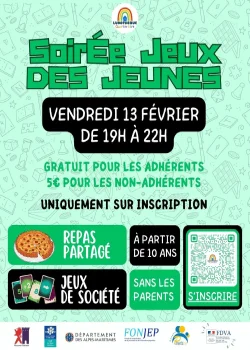 Vendredi 13 février 2026 : Soirée jeux des jeunes