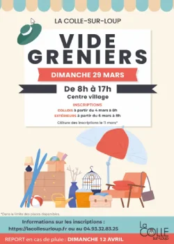 Dimanche 29 mars 2026 : Vide greniers