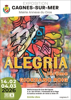 Du 14 février au 4 mars 2026 : Exposition « ALEGRIA » de Jérôme Giordano-Roig
