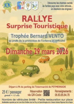 Dimanche 29 mars 2026 : Rallye surprise Touristique