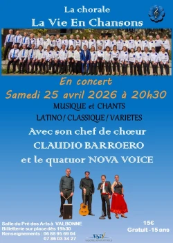 Samedi 25 avril 2026 : Concert Chorale La vie en chansons