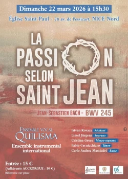Dimanche 22 mars 2026 : Concert "La passion selon Saint Jean" - J.S Bach