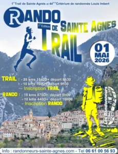 Vendredi 1 mai 2026 : Rando Trail de Sainte Agnès