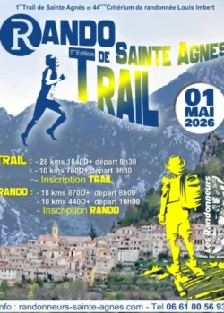 Vendredi 1 mai 2026 : Rando Trail de Sainte Agnès