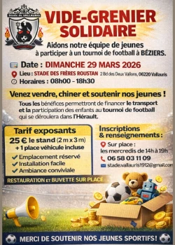 Dimanche 29 mars 2026 : Vide grenier solidaire