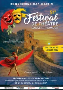 Du 1er au 10 juillet 2026 : Festival Théâtre Humour & Danse de Roquebrune-Cap-Martin