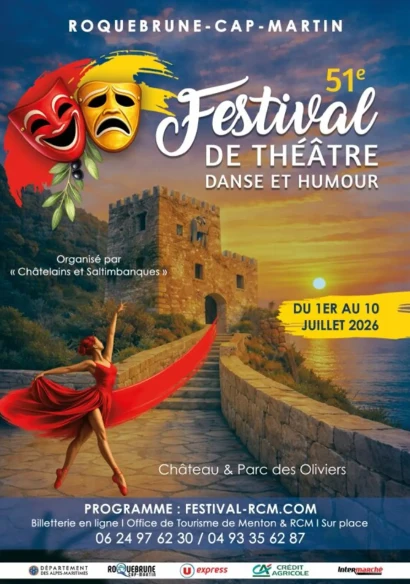 Du 1er au 10 juillet 2026 : Festival Théâtre Humour & Danse de Roquebrune-Cap-Martin