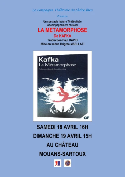 Samedi 18 avril 2026 : Spectacle lecture "La métamorphose" de Kafka
