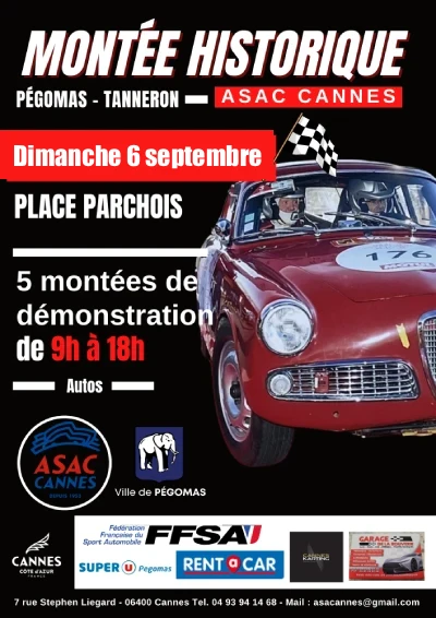 Dimanche 6 septembre 2026 : Montée Historique Pégomas/Tanneron