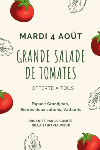 Mardi 4 août 2026 : Grande salade de tomates