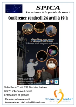 Vendredi 24 avril 2026 : Conférence SPICA “Perdus en mer - l’histoire de la navigation aux étoiles”