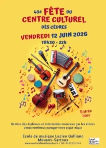 Vendredi 12 juin 2026 : 43ème fête du centre culturel des cèdres