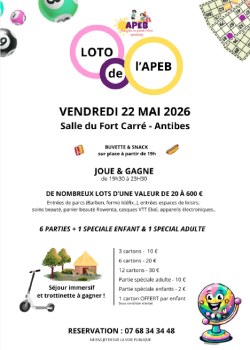 Vendredi 22 mai 2026 : Grand loto de l'APEB