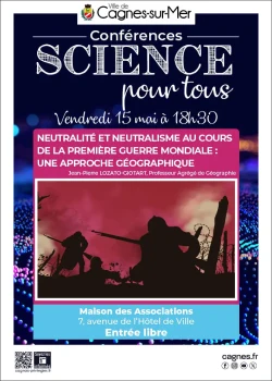 Vendredi 15 ma 2026 : Conférence "Neutralité et neutralisme au cours de la première guerre mondiale : une approche géographique."