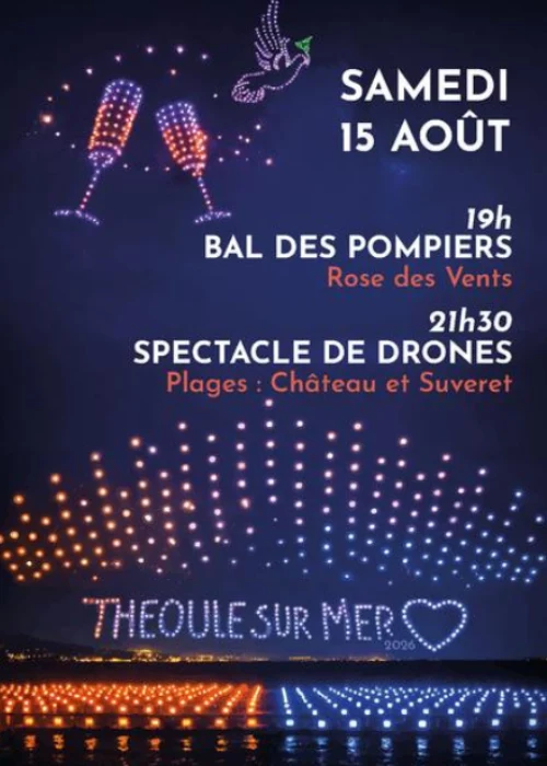 Samedi 15 août 2026 : Bal des pompiers et spectacle de drones
