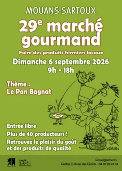 Dimanche 6 septembre 2026 : 29ème marché gourmand