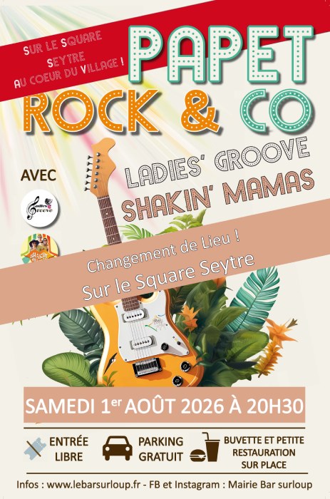 Samedi 1er août 2026 : Papet Rock & Co