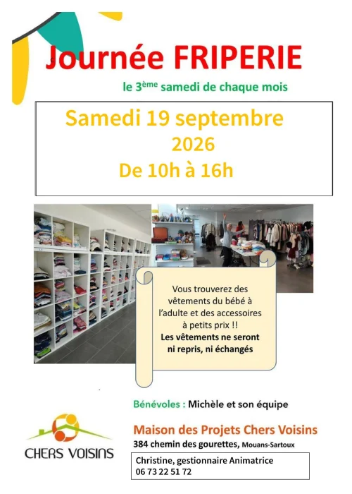 Samedi 19 septembre 2026 : Journée friperie Chers Voisins