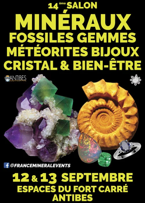 Les 12 et 13 septembre 2026 : 14ème Salon des minéraux & fossiles d'Antibes