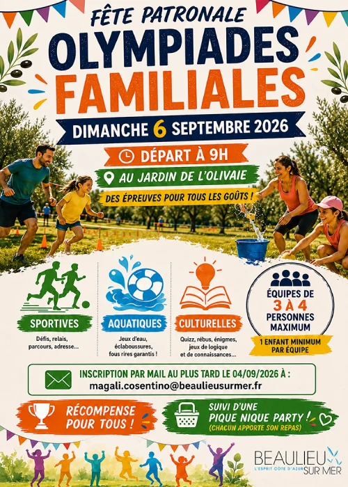 Dimanche 6 septembre 2026 : Fête Patronale Olympiades Familiales