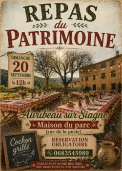 Dimanche 20 septembre 2026 : Repas du patrimoine