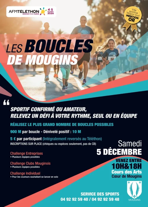 Samedi 5 décembre 2026 : Les boucles de Mougins – Téléthon