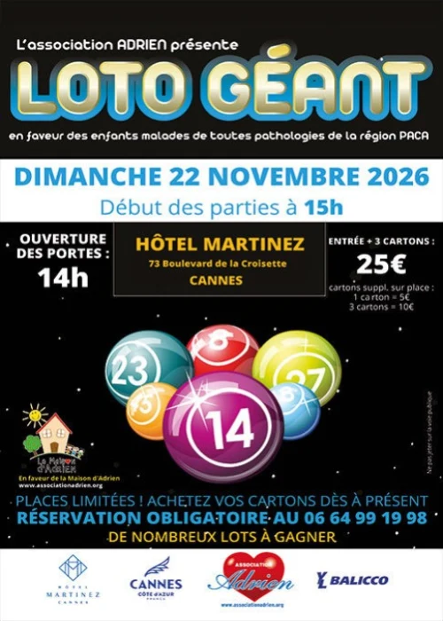 Dimanche 22 novembre 2026 : Loto géant