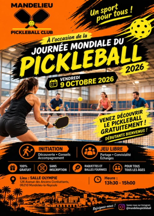 Vendredi 9 octobre 2026 : Journée mondiale du Pickleball
