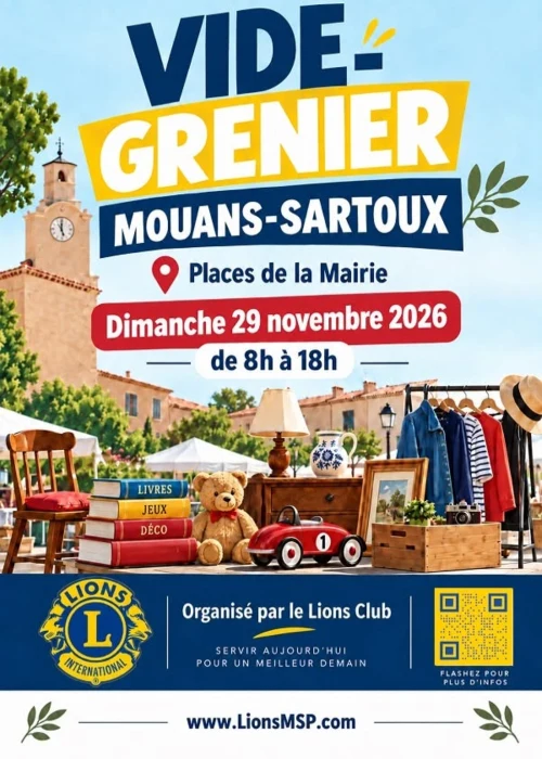 Dimanche 29 novembre 2026 : vide grenier Lions Club