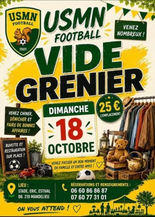Dimanche 18 octobre 2026 : Vide-grenier USMN