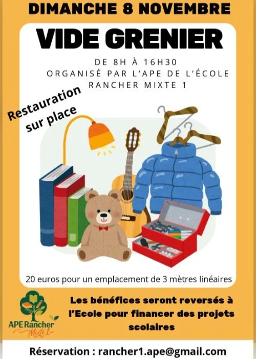 Dimanche 8 novembre 2026 : Vide Grenier